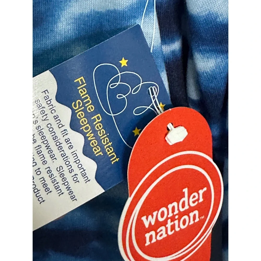 Wonder Nation Shark Pajama Top Kids XL 14-16 Blue Tie Dye New Glow in the Dark